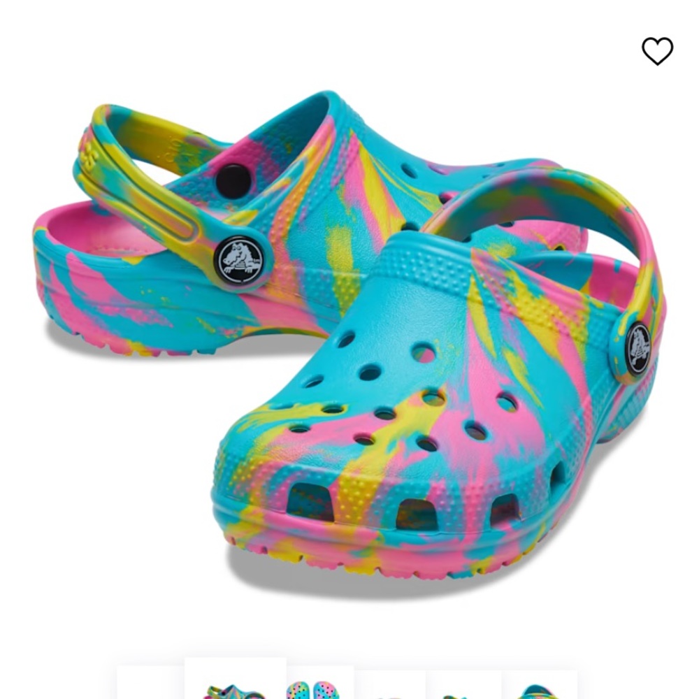 Kids marbled multi colored crocs